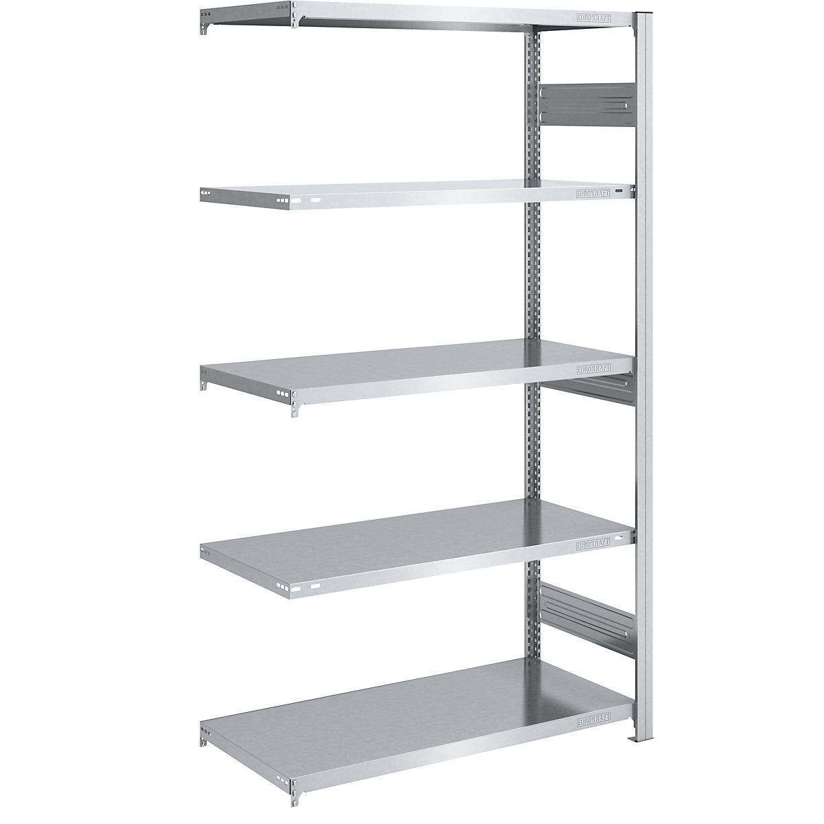 Heavy duty boltless shelving unit, zinc plated, double sided - hofe
