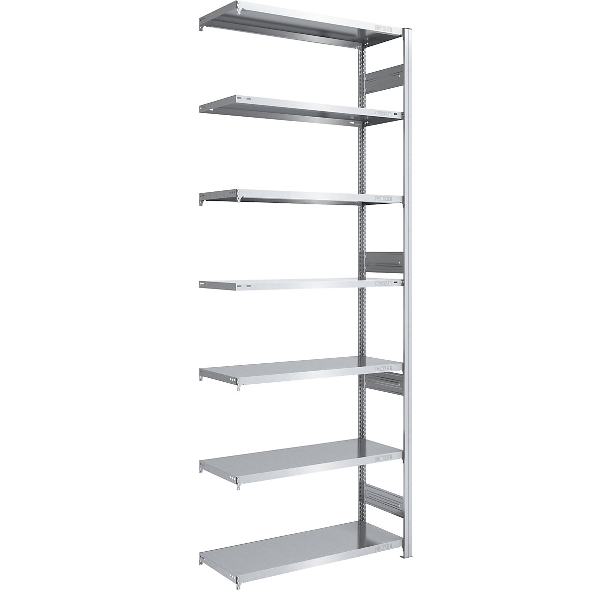 Heavy duty boltless shelving unit, zinc plated, double sided - hofe