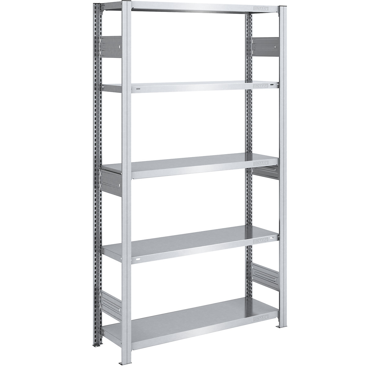 Heavy duty boltless shelving unit, zinc plated, double sided - hofe