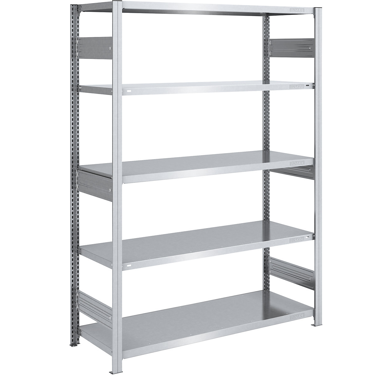 Heavy duty boltless shelving unit, zinc plated, double sided - hofe