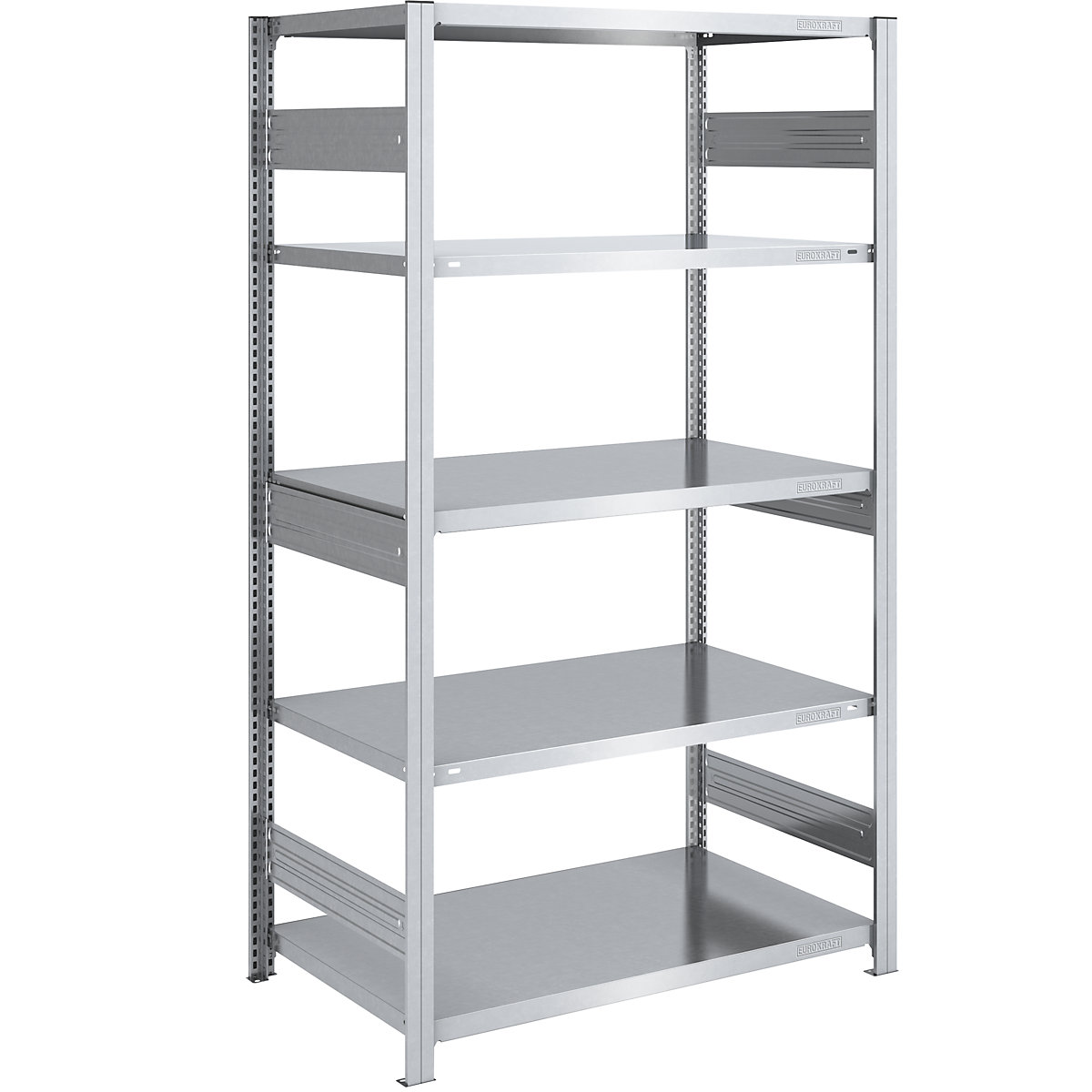 Heavy duty boltless shelving unit, zinc plated, double sided - hofe