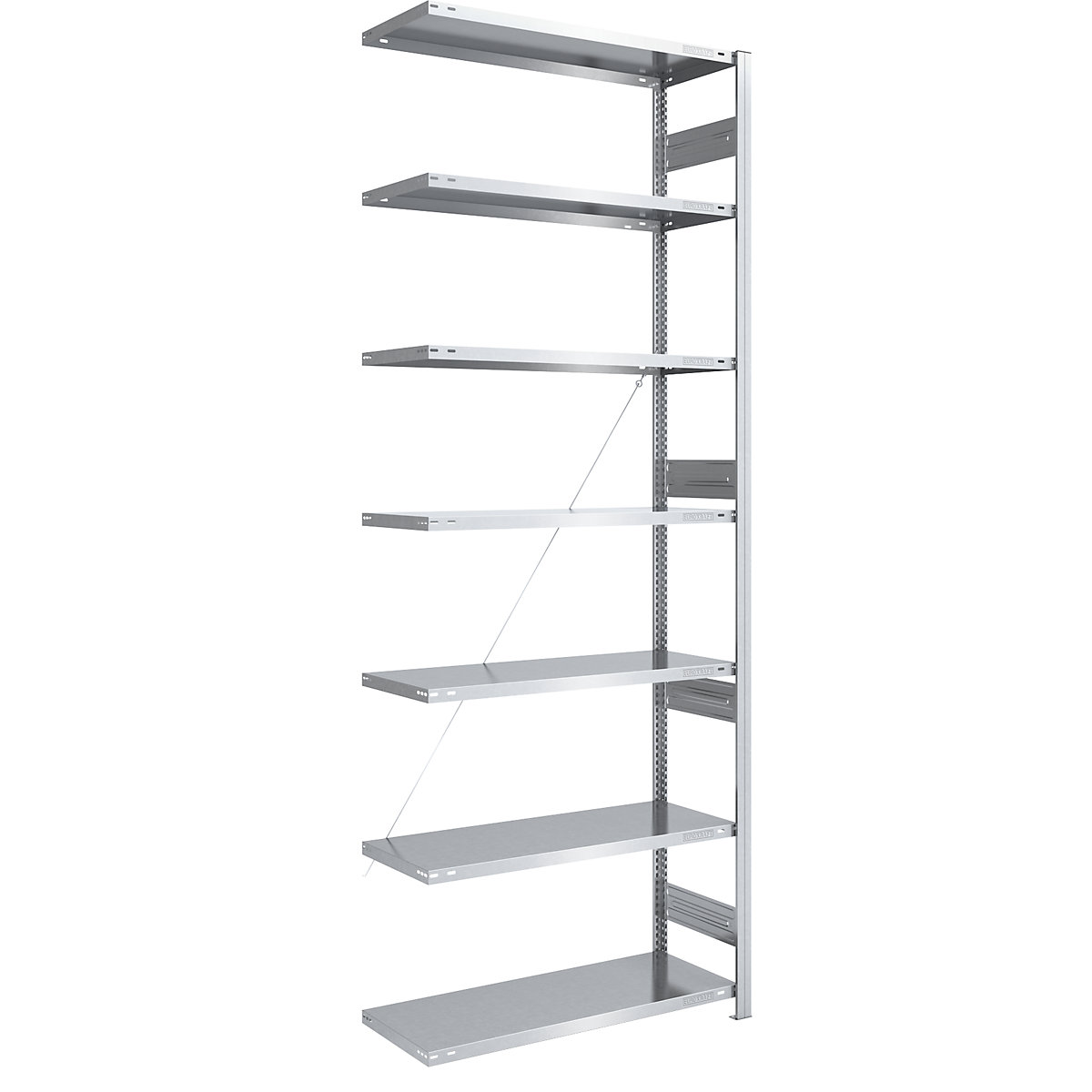 Heavy duty boltless shelving unit, zinc plated – eurokraft pro, shelf height 3000 mm, extension shelf unit, WxD 1000 x 500 mm-18