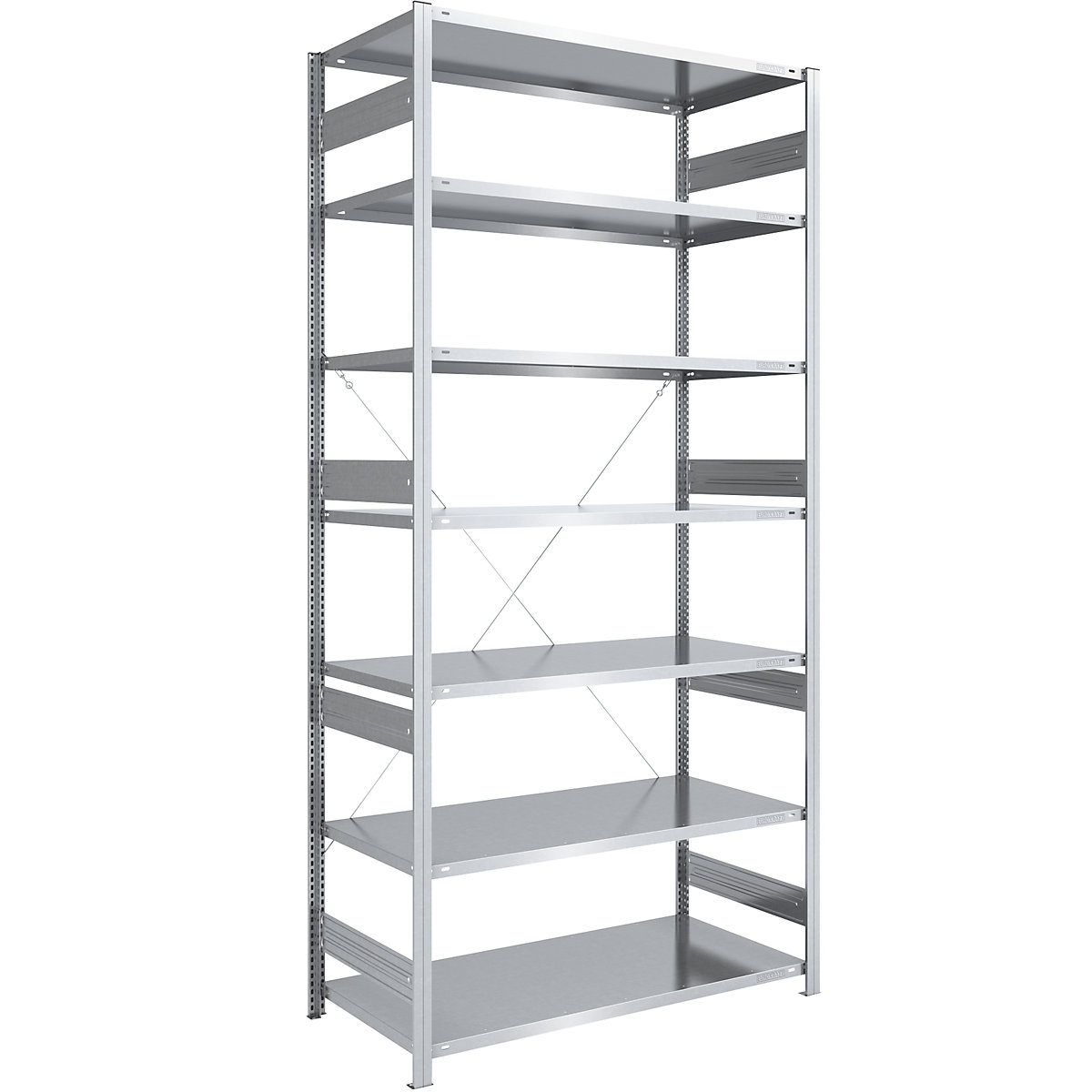 Heavy duty boltless shelving unit, zinc plated – eurokraft pro, shelf height 3000 mm, standard shelf unit, WxD 1300 x 800 mm-13