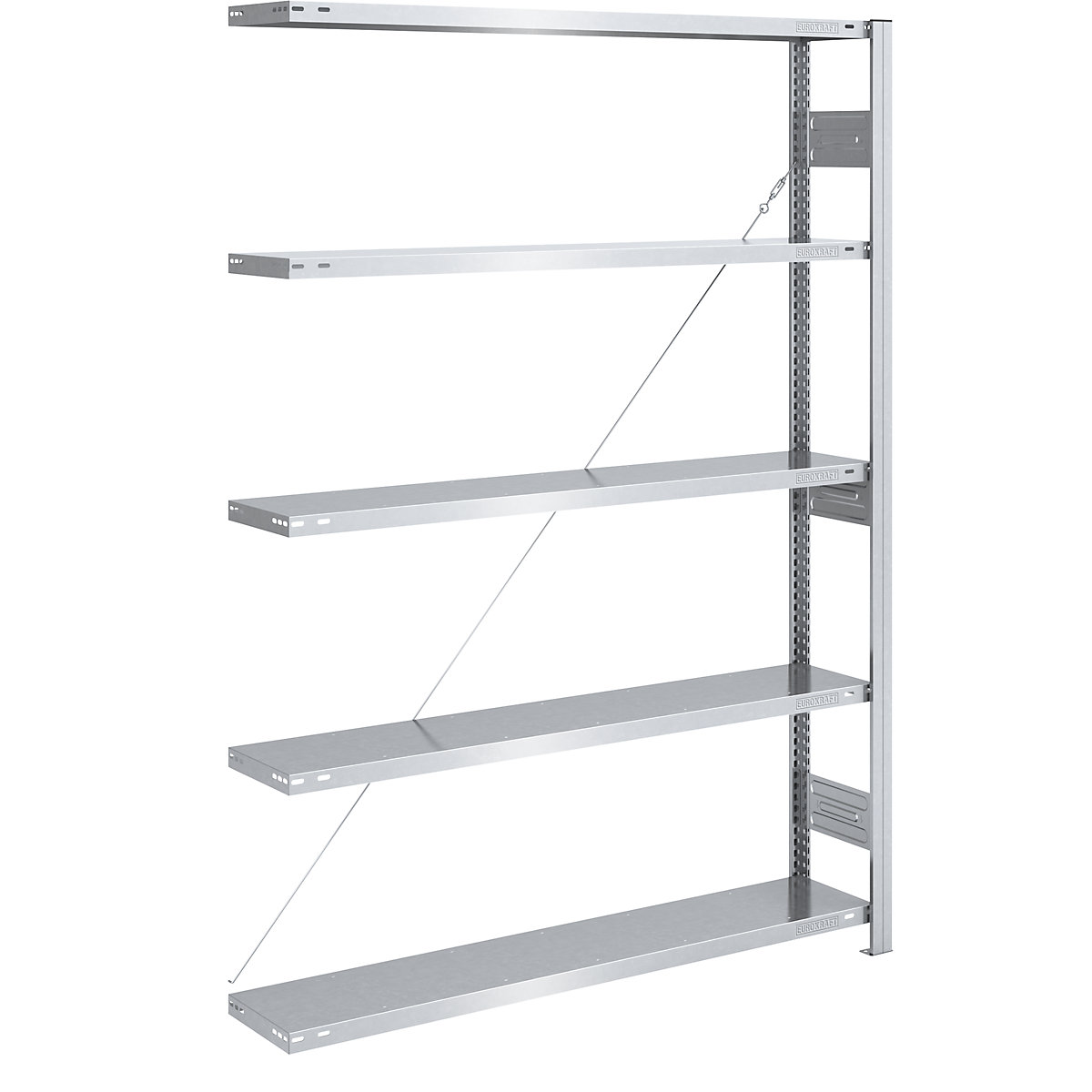 Heavy duty boltless shelving unit, zinc plated – eurokraft pro, shelf height 2000 mm, extension shelf unit, WxD 1300 x 300 mm-10