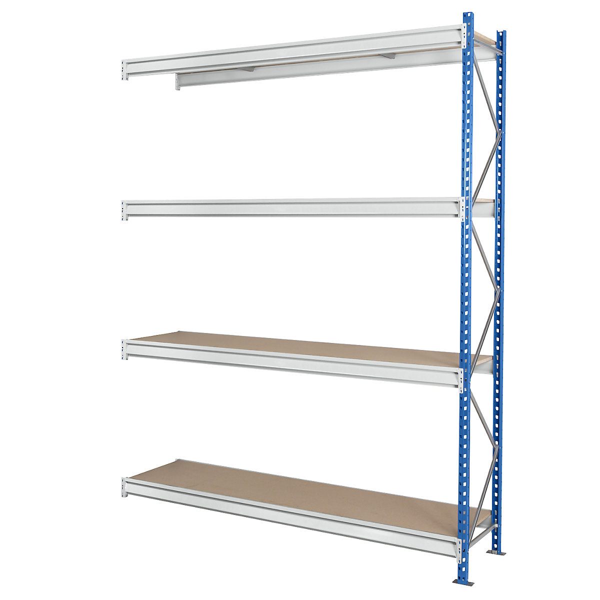 Heavy duty wide span shelving with moulded chipboard shelf panels, frame colour blue, HxWxD 2996 x 2330 x 1000 mm, extension shelf unit-7