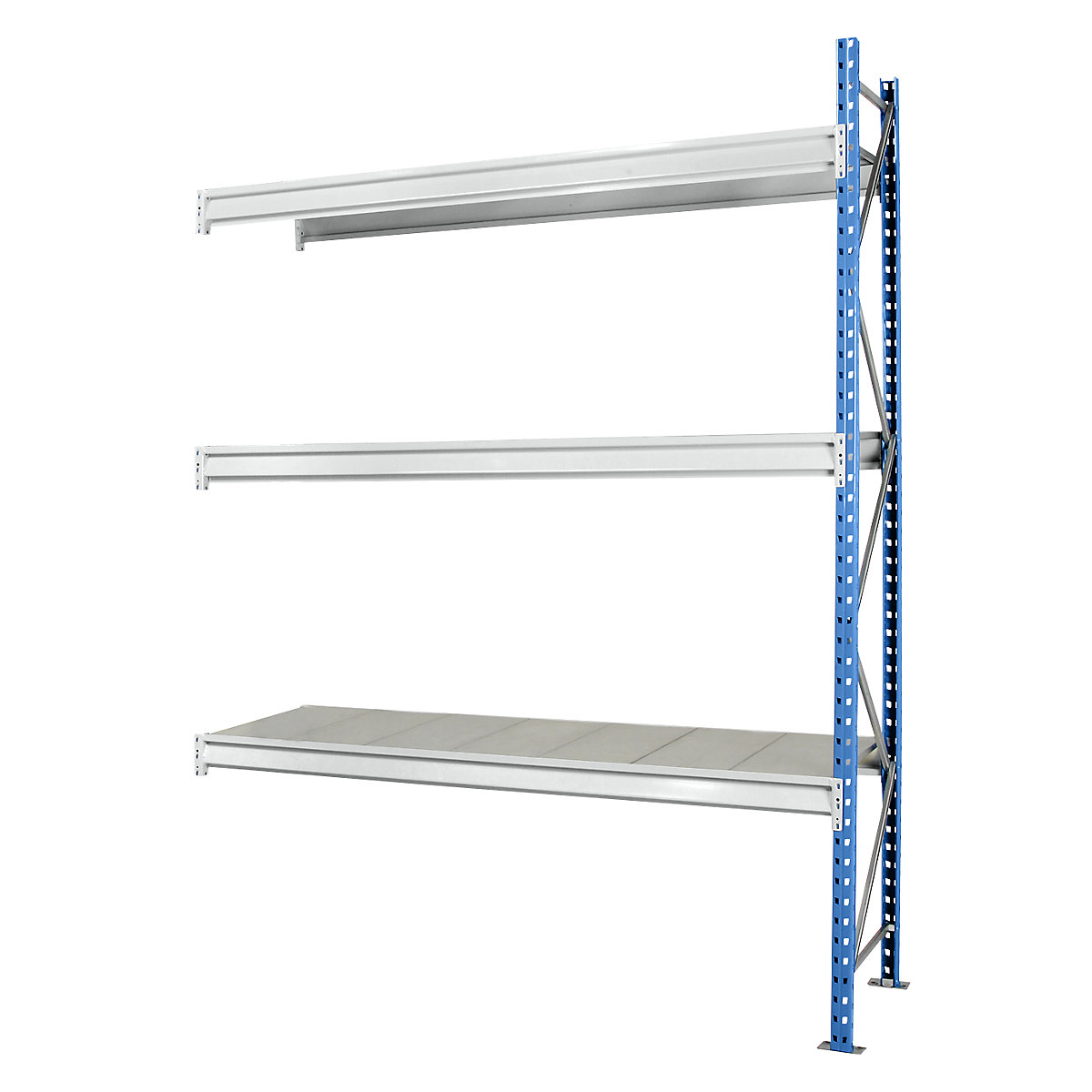 Heavy duty wide span shelving with steel shelf panels, frame colour blue, HxWxD 2496 x 2330 x 1000 mm, extension shelf unit-8