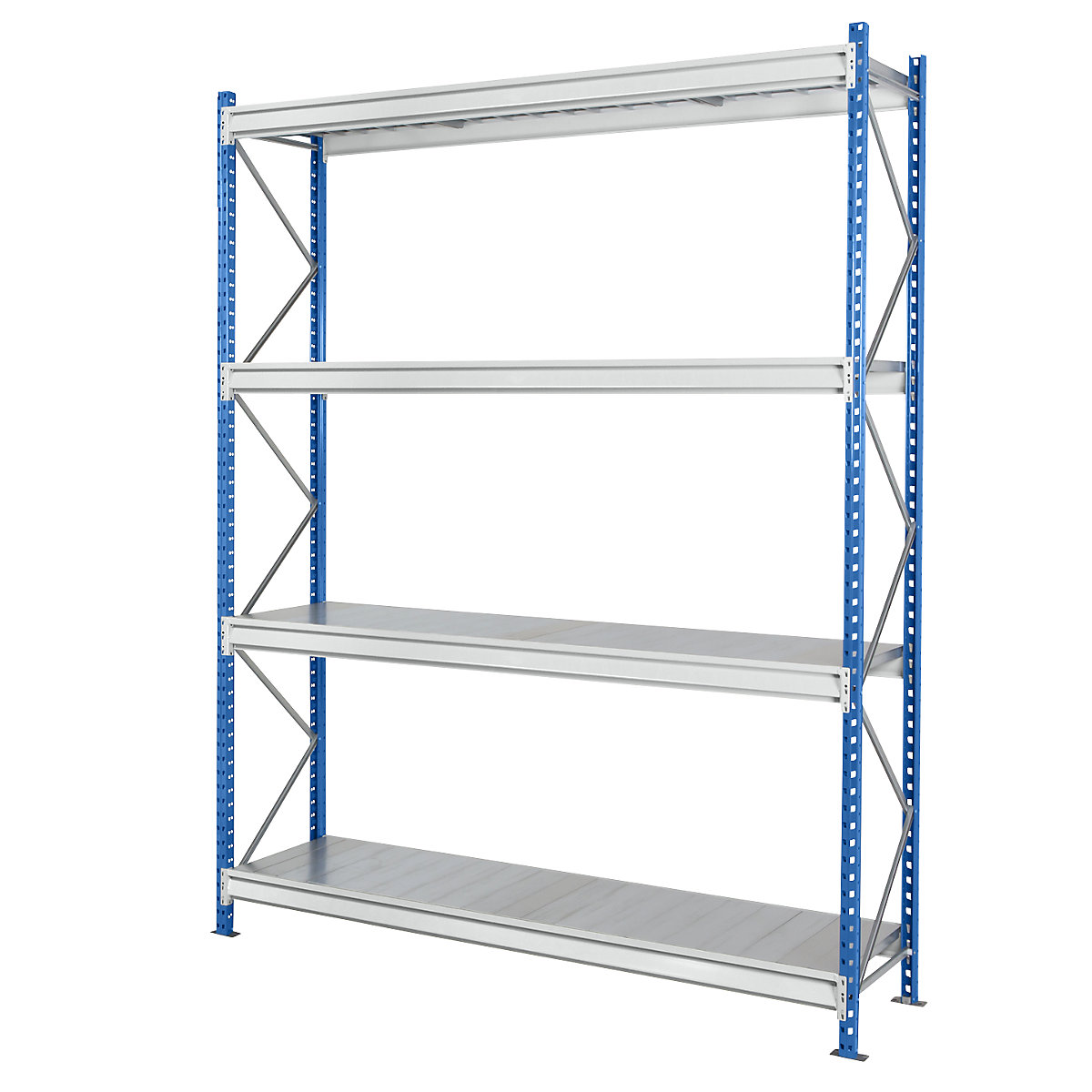 Heavy duty wide span shelving with steel shelf panels, frame colour blue, HxWxD 2996 x 2410 x 1000 mm, standard shelf unit-12