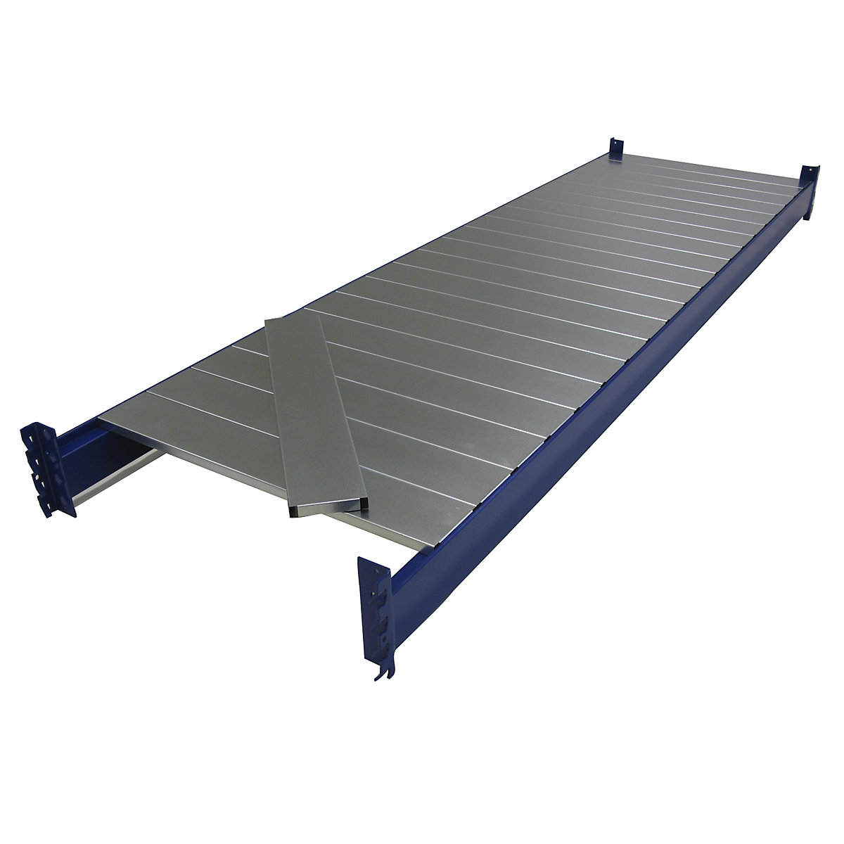 Shelf level for heavy duty shelf unit – eurokraft pro, length of cross-piece 2700 mm, LxD 2700x800 mm, gentian blue RAL 5010-3