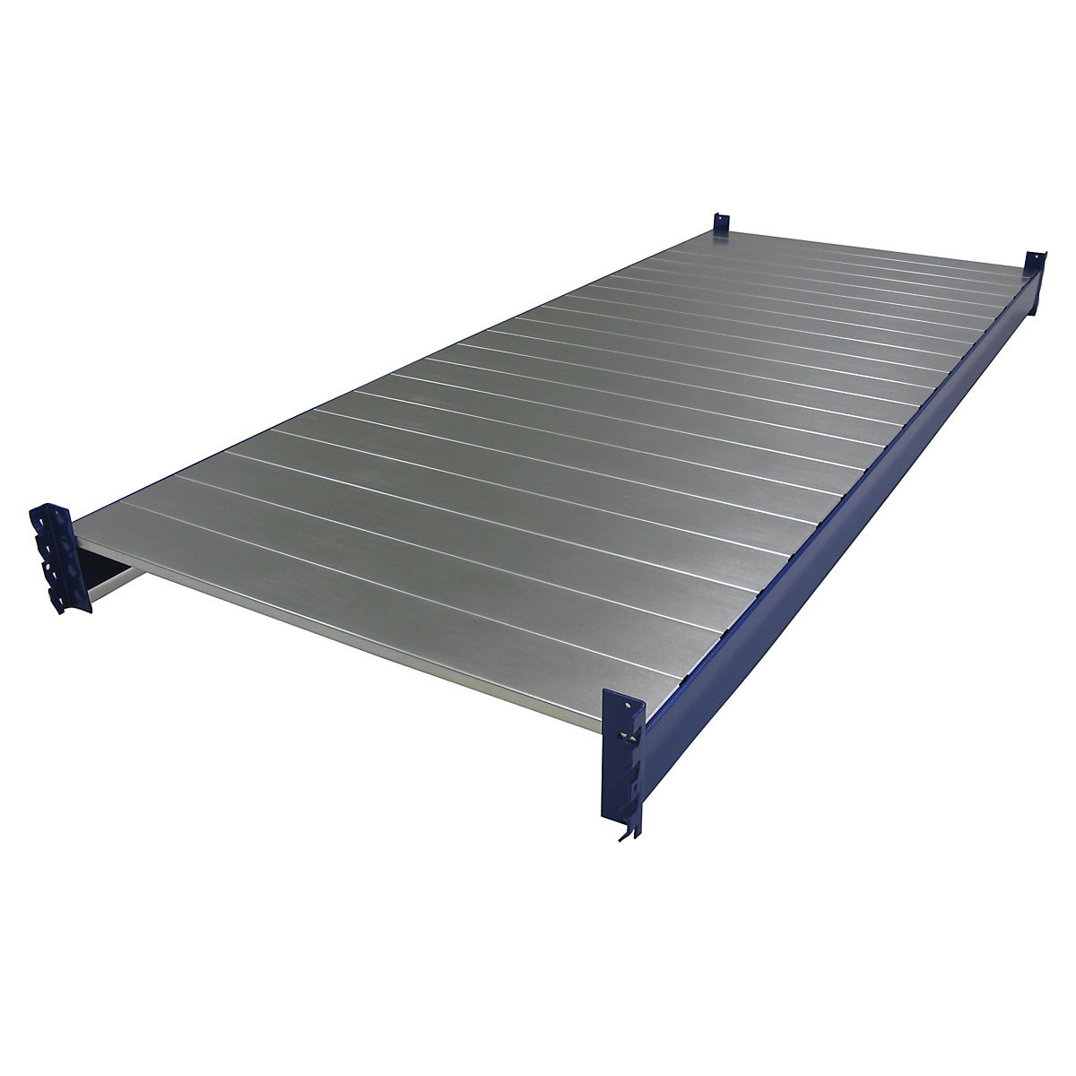 Shelf level for heavy duty shelf unit – eurokraft pro, length of cross-piece 2700 mm, LxD 2700x1100 mm, gentian blue RAL 5010-4