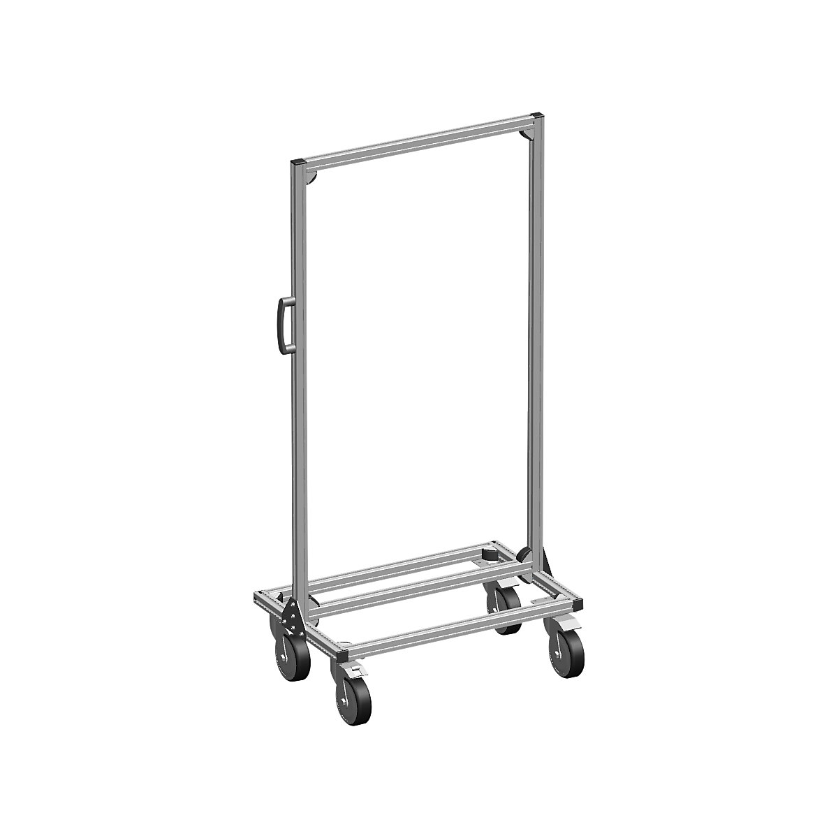 Aluminium mobile rack for open fronted storage bins