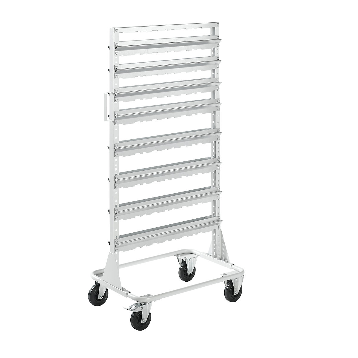 Mobile rack, height 1588 mm, mobile rack for 80 open fronted storage bins, light grey-3