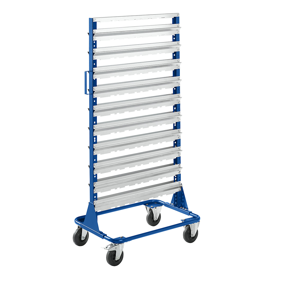 Mobile rack, height 1588 mm, mobile rack for 120 open fronted storage bins, gentian blue-3