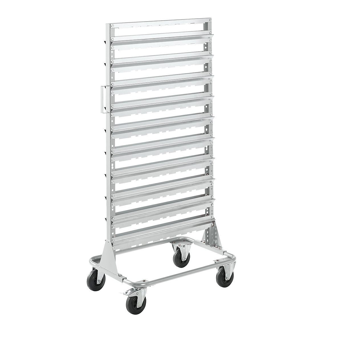 Mobile rack, height 1588 mm, mobile rack for 120 open fronted storage bins, light grey-4