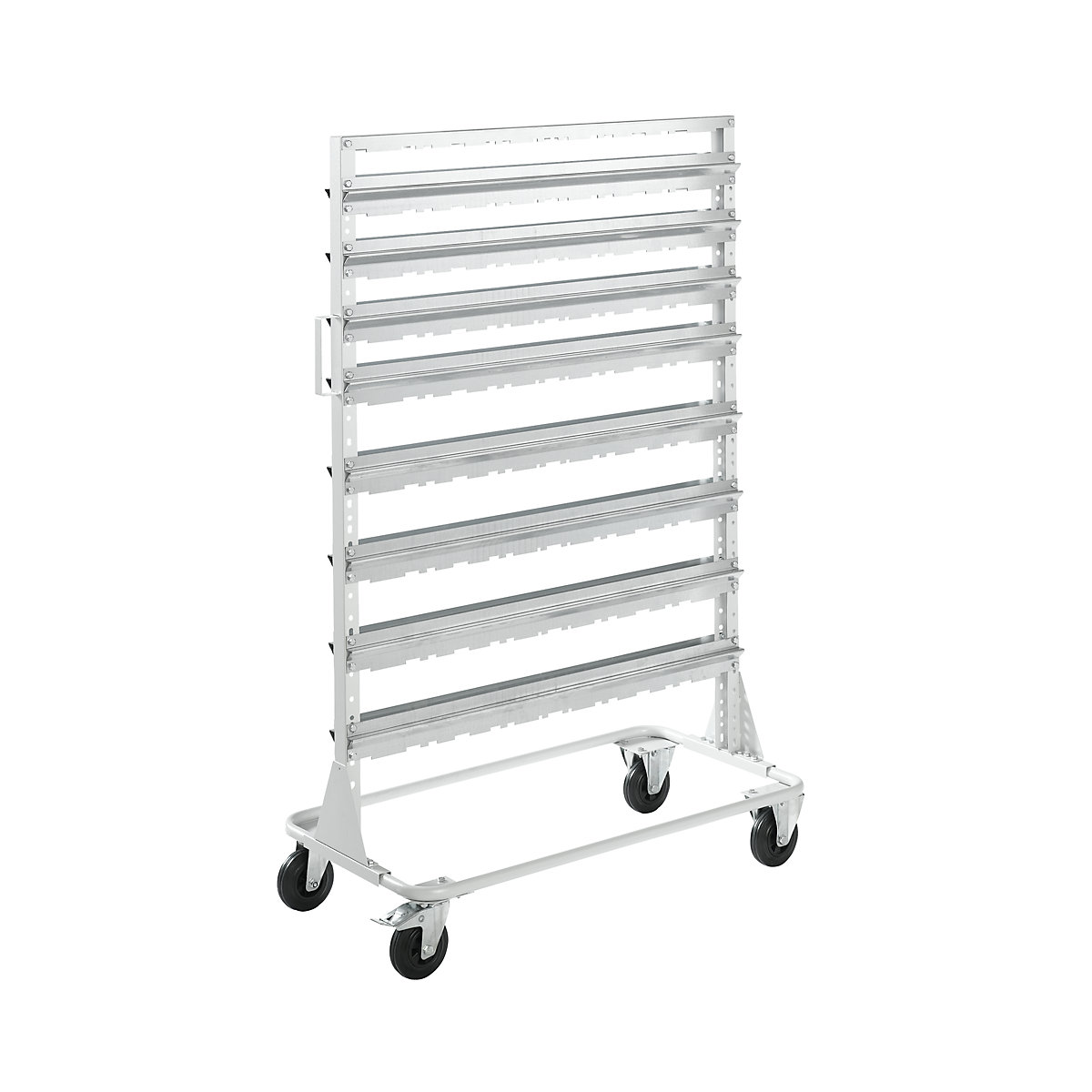 Mobile rack, height 1588 mm, mobile rack for 112 open fronted storage bins, light grey-4