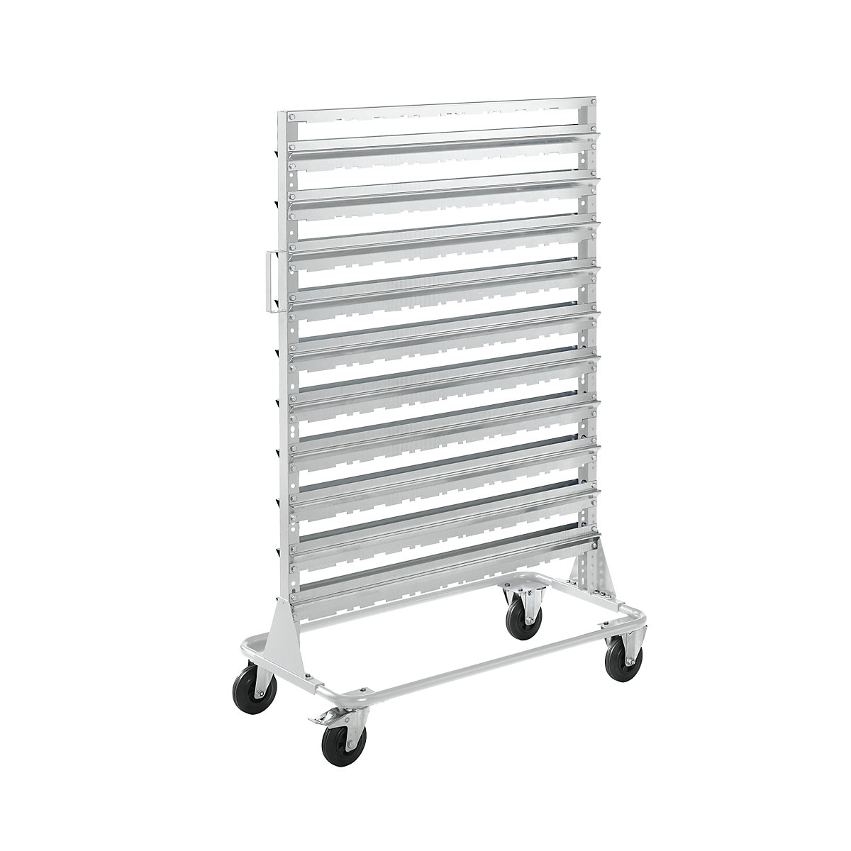 Mobile rack, height 1588 mm, mobile rack for 160 open fronted storage bins, light grey-4