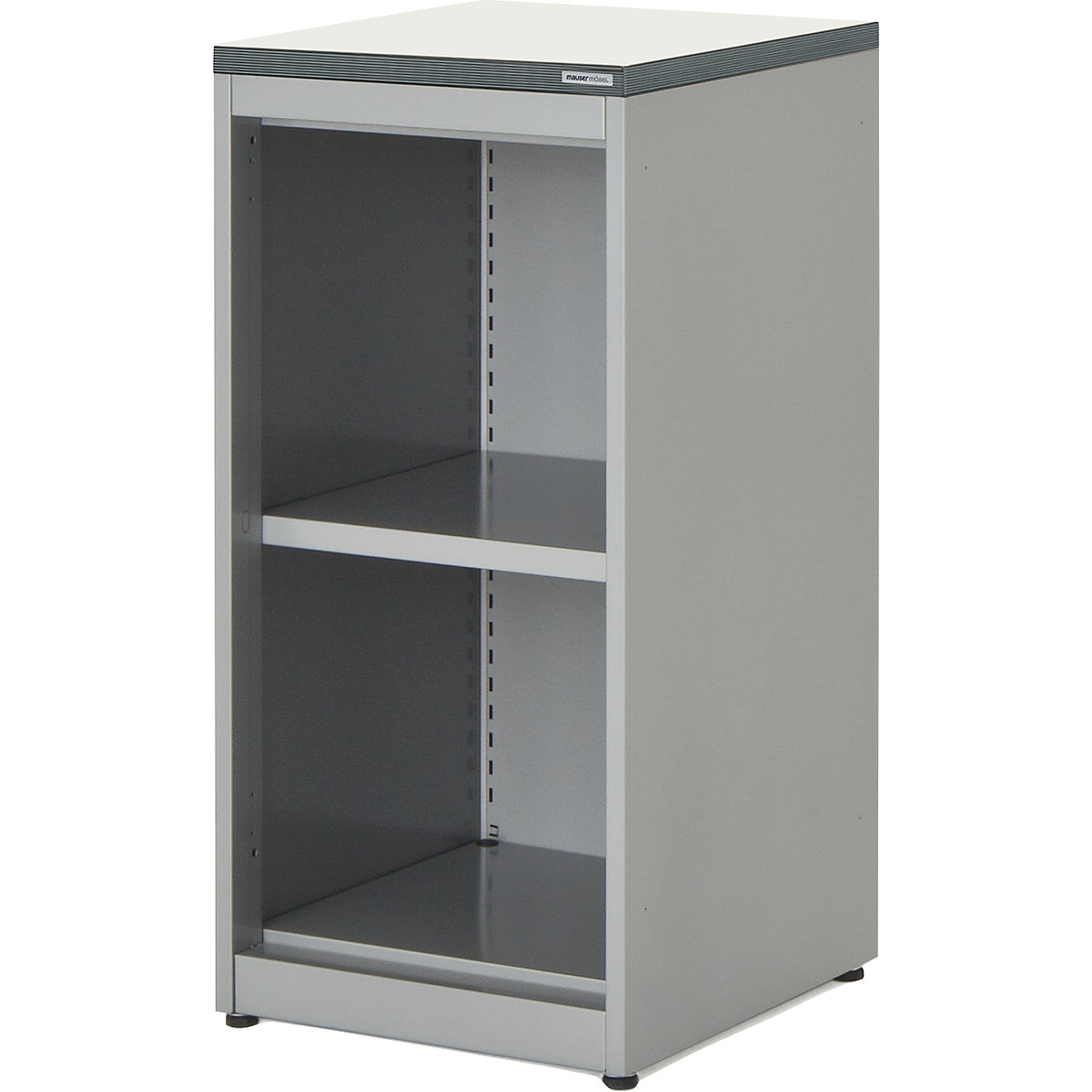 Combination shelf unit – mauser, HxWxD 830 x 400 x 432 mm, plastic panel, 1 shelf, aluminium colour / white-2