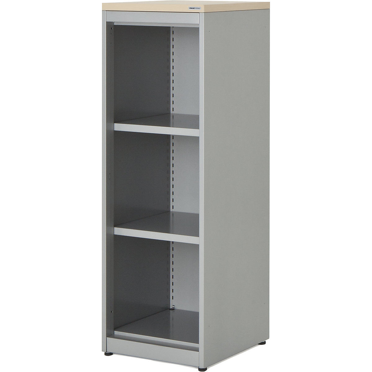 Combination shelf unit – mauser, HxWxD 1180 x 400 x 432 mm, plastic panel, 2 shelves, aluminium colour / maple-5