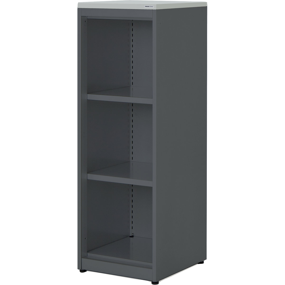 Combination shelf unit – mauser, HxWxD 1180 x 400 x 432 mm, plastic panel, 2 shelves, charcoal / light grey-3