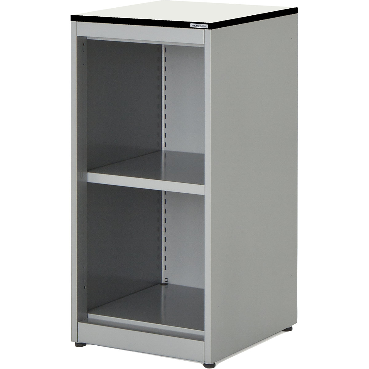 Combination shelf unit – mauser, HxWxD 818 x 400 x 432 mm, solid core panel, 1 shelf, aluminium colour / white-3