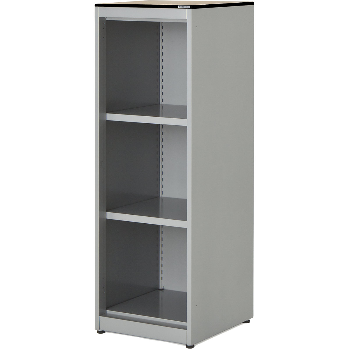 Combination shelf unit – mauser, HxWxD 1168 x 400 x 432 mm, solid core panel, 2 shelves, aluminium colour / maple-3