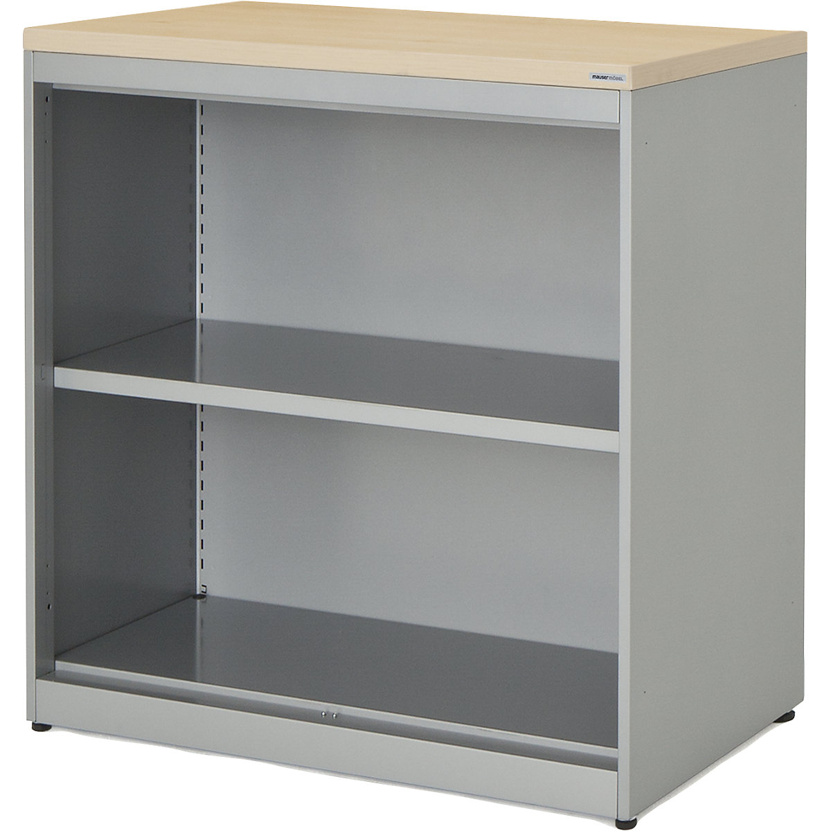Combination shelf unit – mauser, HxWxD 830 x 800 x 432 mm, plastic panel, 1 shelf, aluminium colour / maple-4
