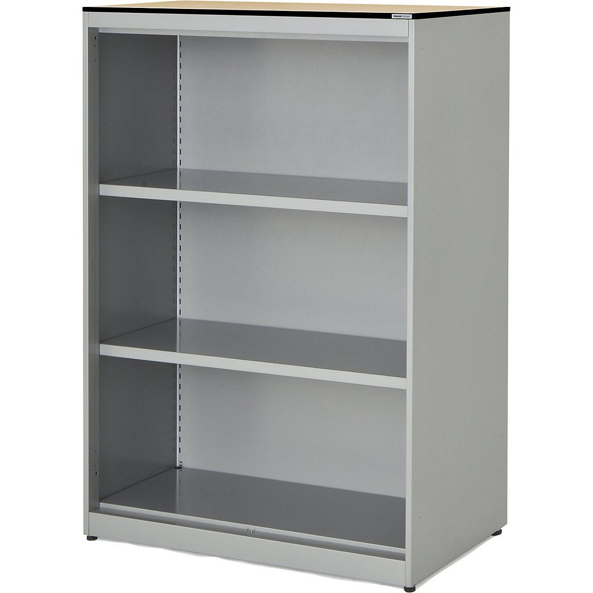 Combination shelf unit – mauser, HxWxD 1168 x 800 x 432 mm, solid core panel, 2 shelves, aluminium colour / maple-3