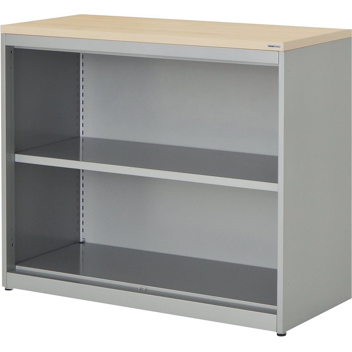 Combination shelf unit – mauser, HxWxD 830 x 1000 x 432 mm, plastic panel, 1 shelf, aluminium colour / maple-3