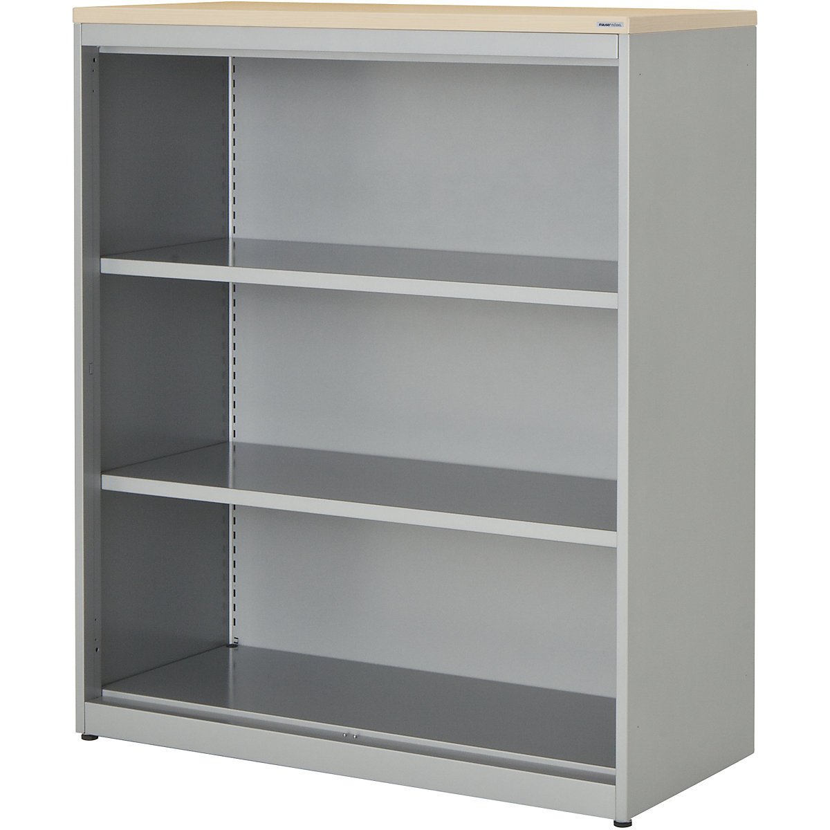 Combination shelf unit – mauser, HxWxD 1180 x 1000 x 432 mm, plastic panel, 2 shelves, aluminium colour / maple-3
