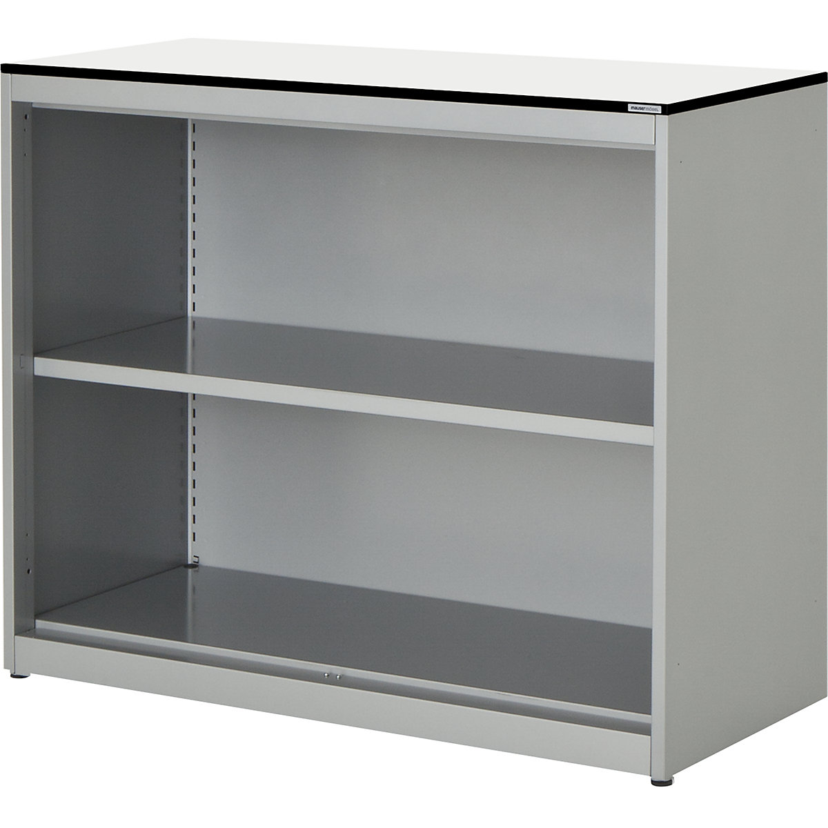 Combination shelf unit – mauser, HxWxD 818 x 1000 x 432 mm, solid core panel, 1 shelf, aluminium colour / white-3