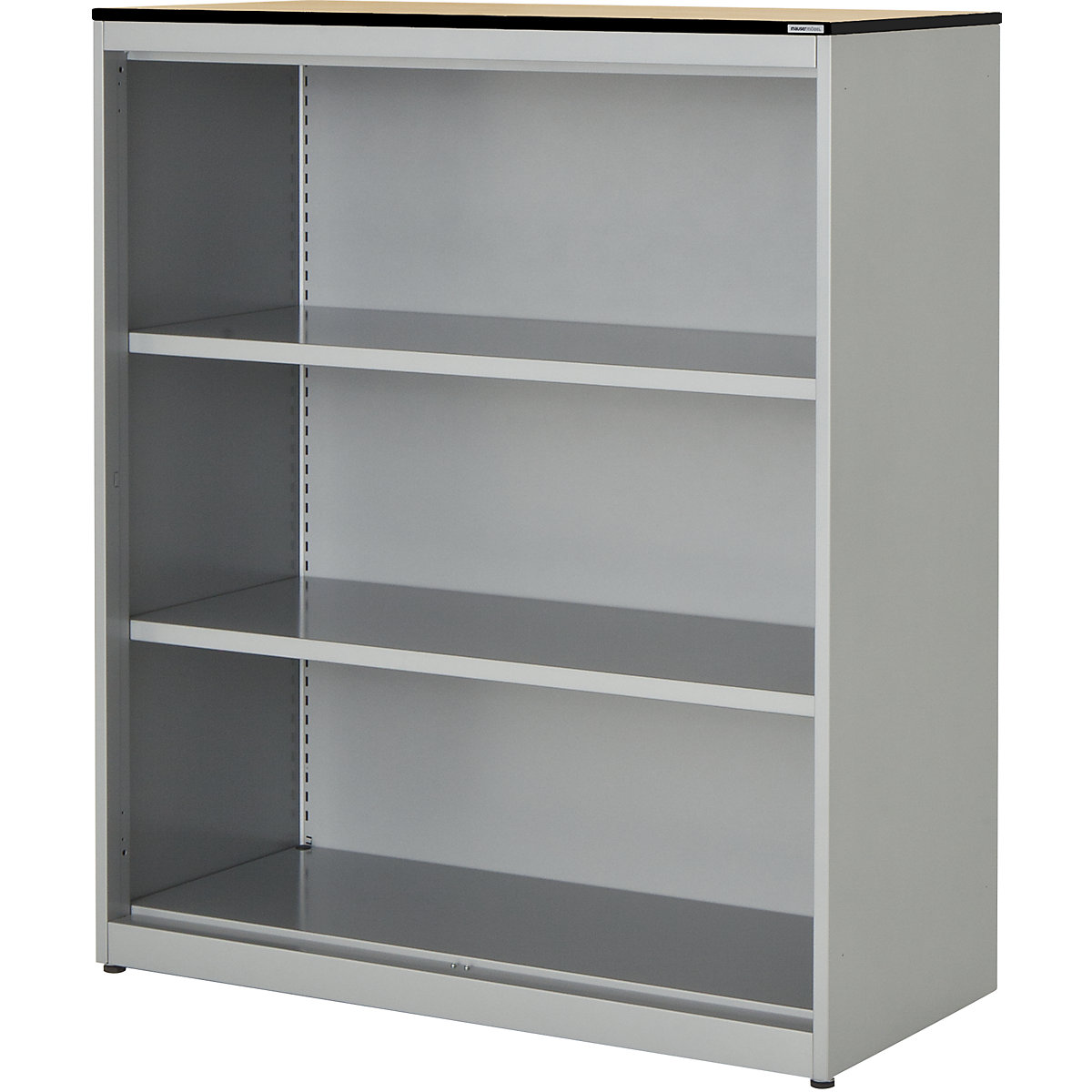 Combination shelf unit – mauser, HxWxD 1168 x 1000 x 432 mm, solid core panel, 2 shelves, aluminium colour / maple-3