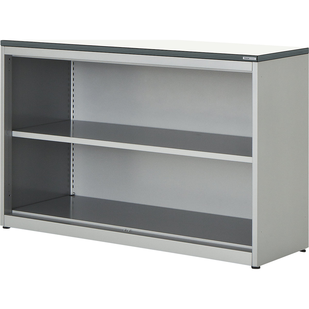 Combination shelf unit – mauser, HxWxD 830 x 1200 x 432 mm, plastic panel, 1 shelf, aluminium colour / white-2