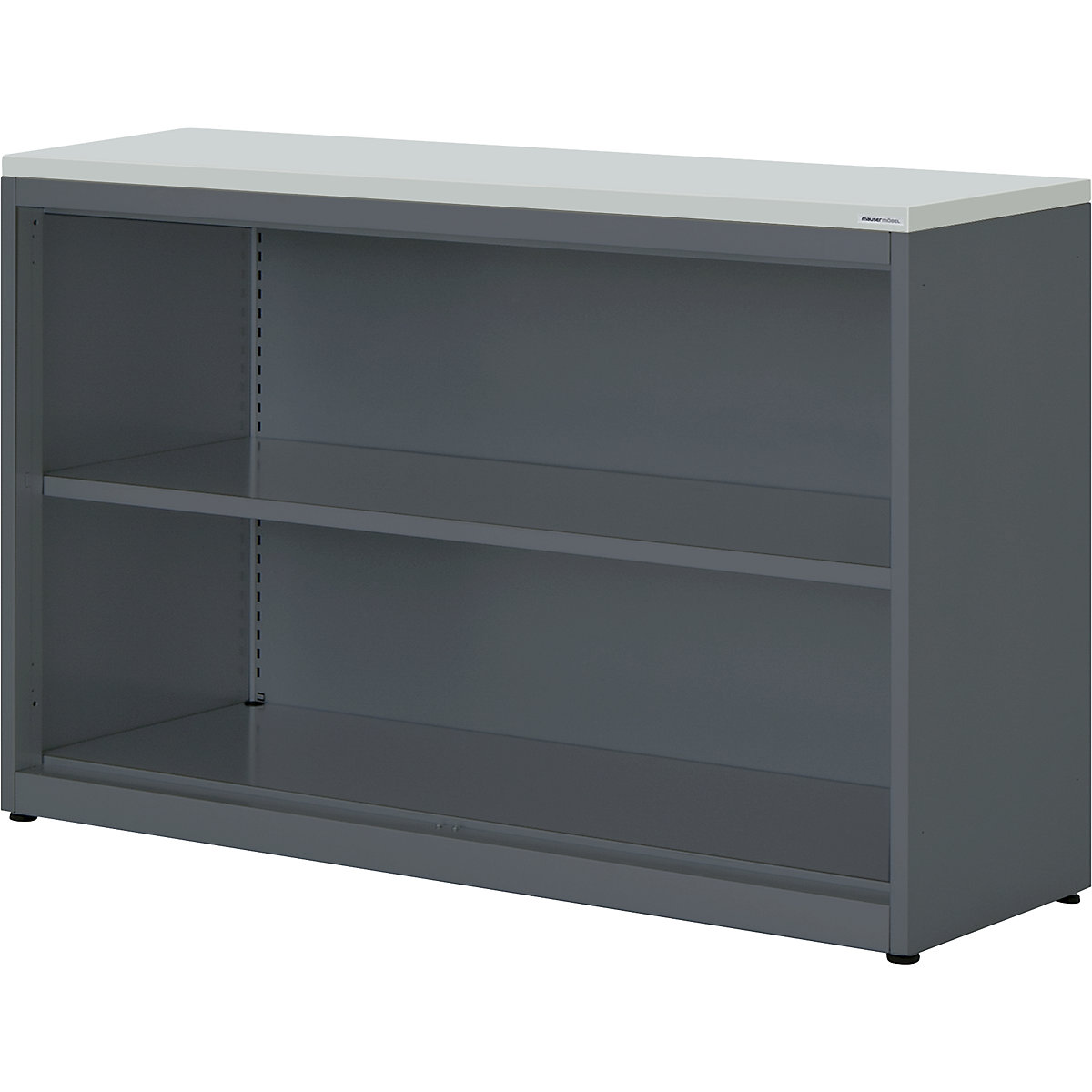 Combination shelf unit – mauser, HxWxD 830 x 1200 x 432 mm, plastic panel, 1 shelf, charcoal / light grey-5