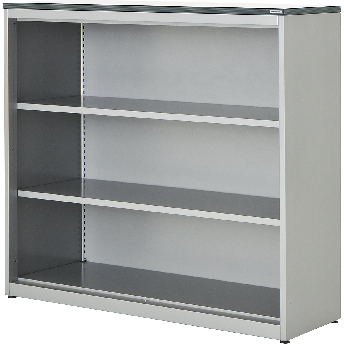Combination shelf unit – mauser, HxWxD 1180 x 1200 x 432 mm, plastic panel, 2 shelves, aluminium colour / white-5