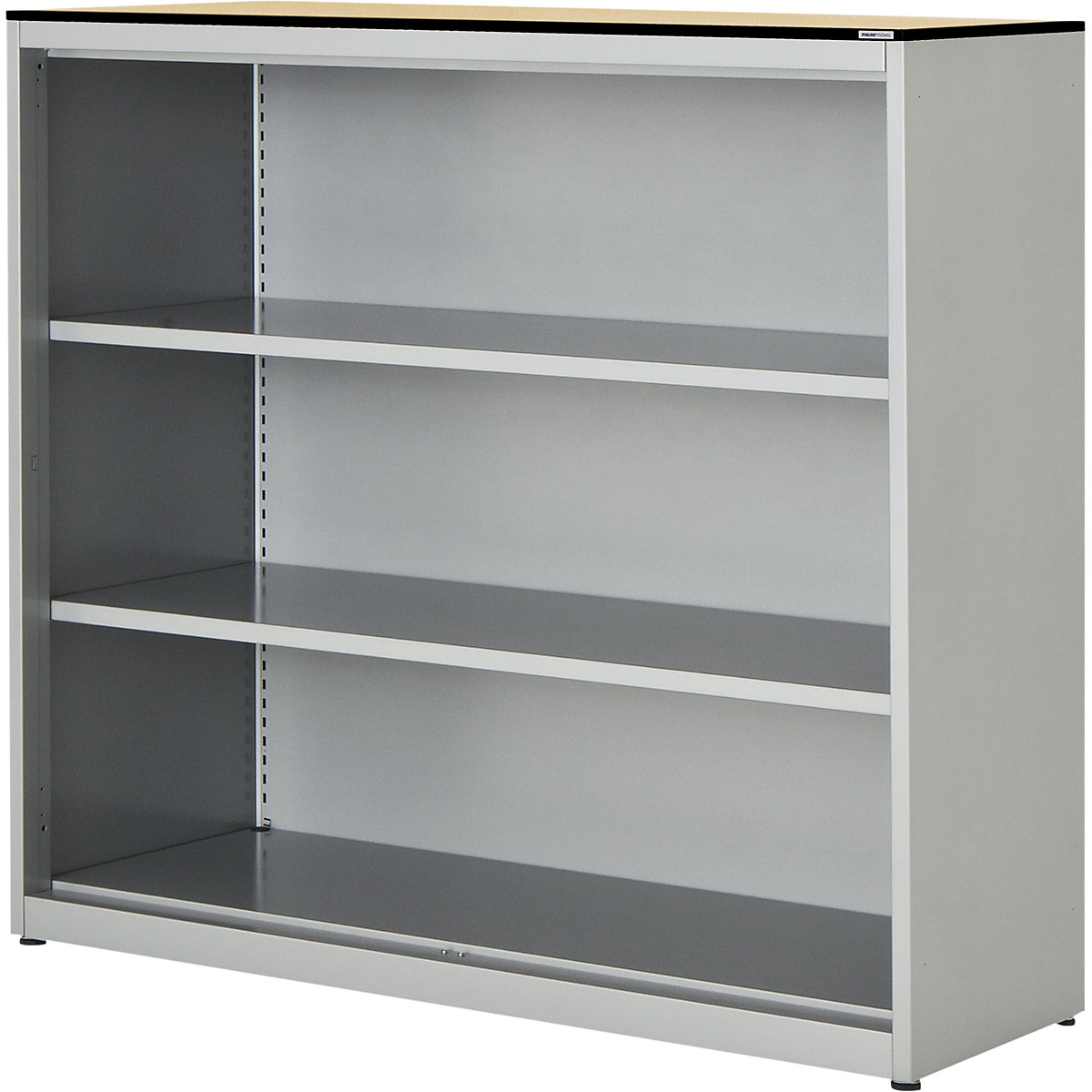 Combination shelf unit – mauser, HxWxD 1168 x 1200 x 432 mm, solid core panel, 2 shelves, aluminium colour / maple-2