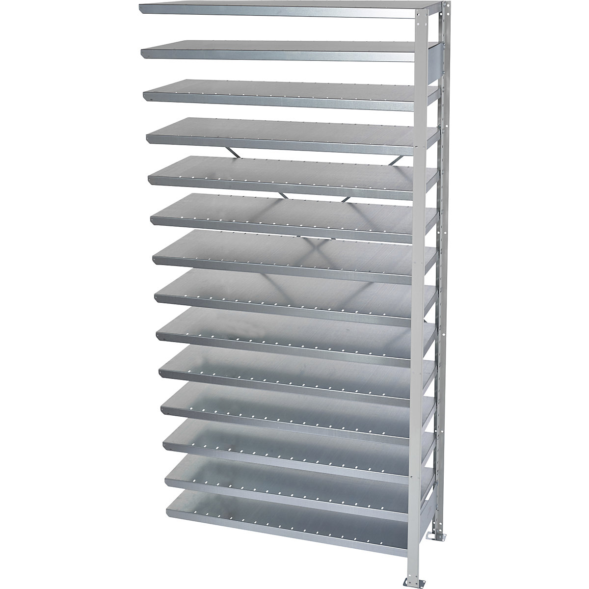 Boltless shelving unit for shelf bins – STEMO, HxW 2100 x 1000 mm, extension shelf unit, depth 400 mm, without bins-2