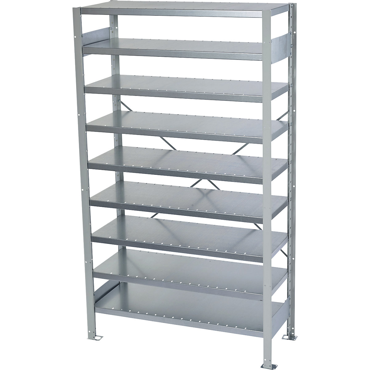 Boltless shelving unit for shelf bins – STEMO, HxW 1790 x 1000 mm, basic shelf unit, depth 400 mm, without boxes, 9 shelves-5