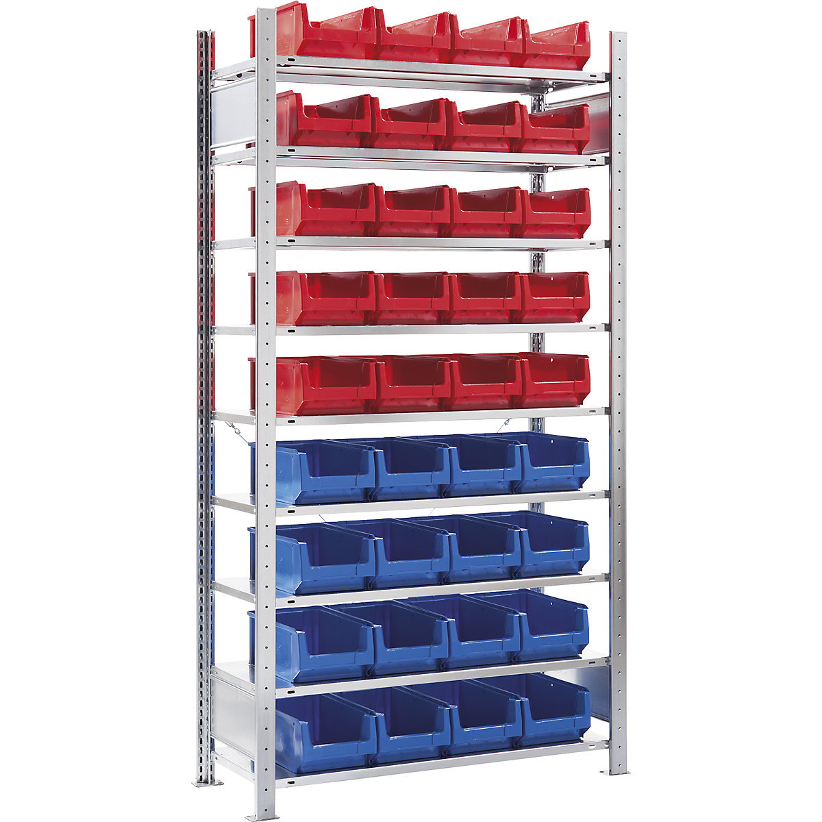 Boltless shelving unit – eurokraft pro, height 2000 mm, with open fronted storage bins, 36 bins, 9 shelves, extension shelf unit-4