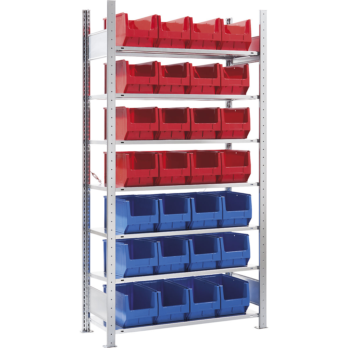 Boltless shelving unit – eurokraft pro, height 2000 mm, with open fronted storage bins, 28 bins, 7 shelves, extension shelf unit-2