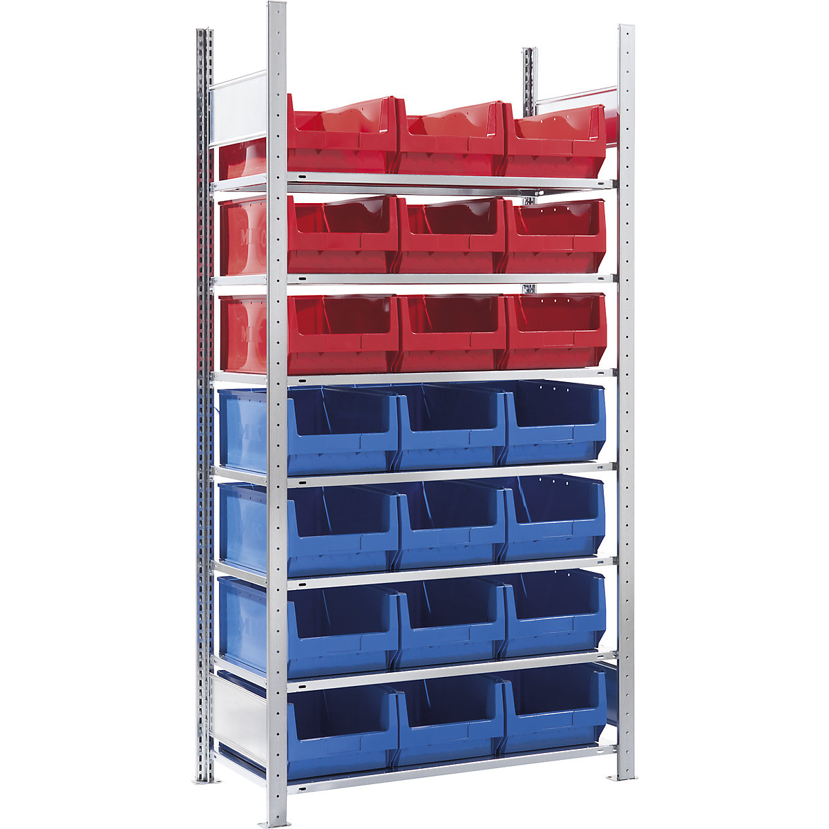 Boltless shelving unit – eurokraft pro, height 2000 mm, with open fronted storage bins, 21 bins, 7 shelves, extension shelf unit-6