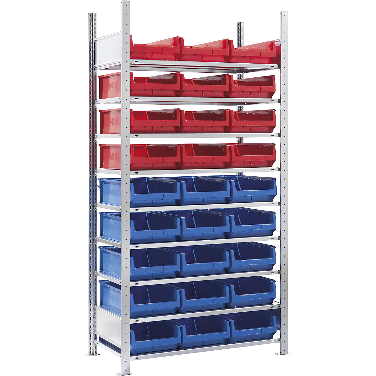 Boltless shelving unit – eurokraft pro, height 2000 mm, with open fronted storage bins, 27 bins, 9 shelves, extension shelf unit-4