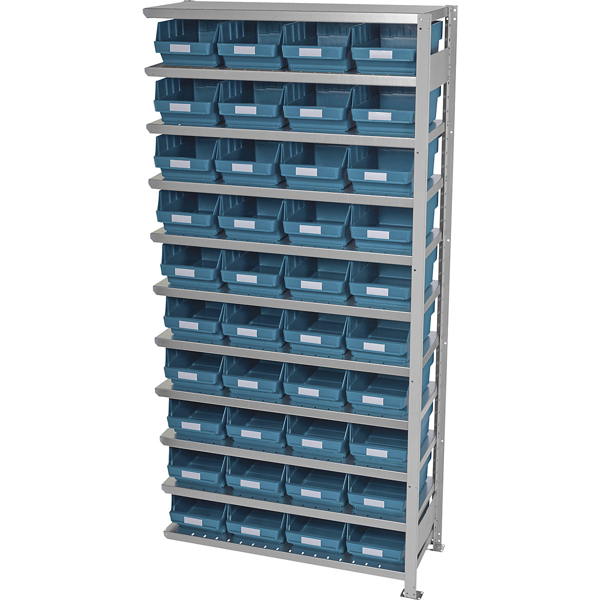 Boltless shelving unit with shelf bins – STEMO, shelf height 2100 mm, extension shelf unit, depth 400 mm, 40 green bins-19