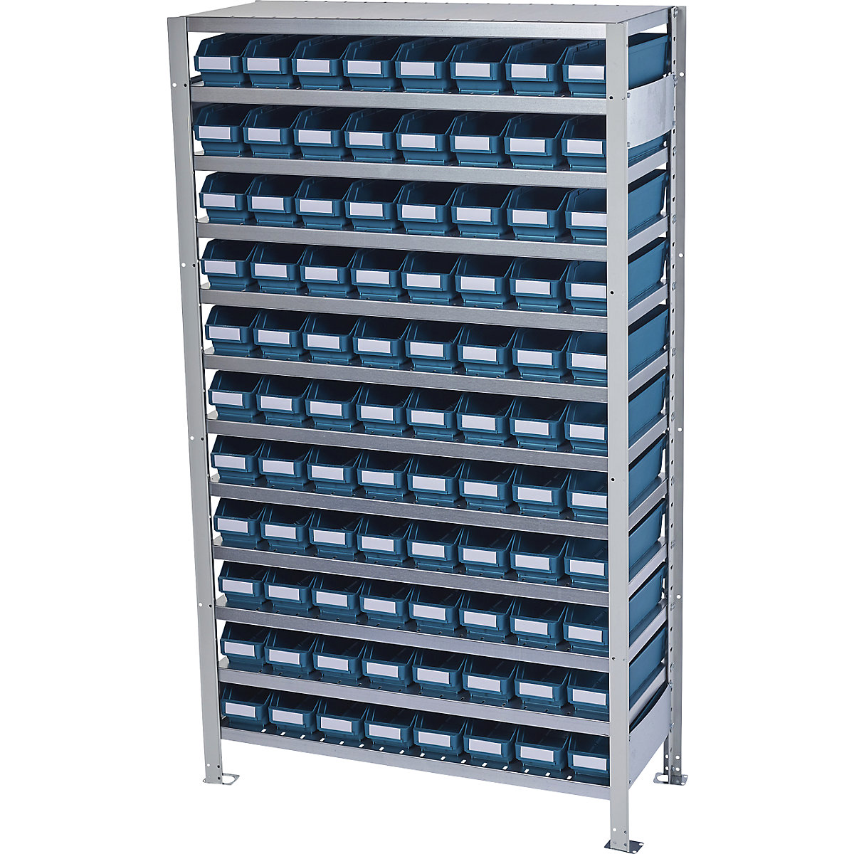 Boltless shelving unit with shelf bins – STEMO, shelf unit height 1790 mm, basic shelf unit, depth 400 mm, 88 green bins-32