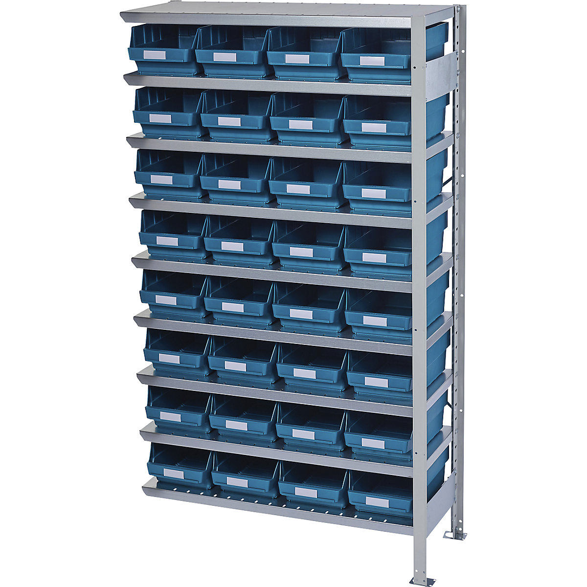 Boltless shelving unit with shelf bins – STEMO, shelf unit height 1790 mm, extension shelf unit, depth 400 mm, 32 green bins-31