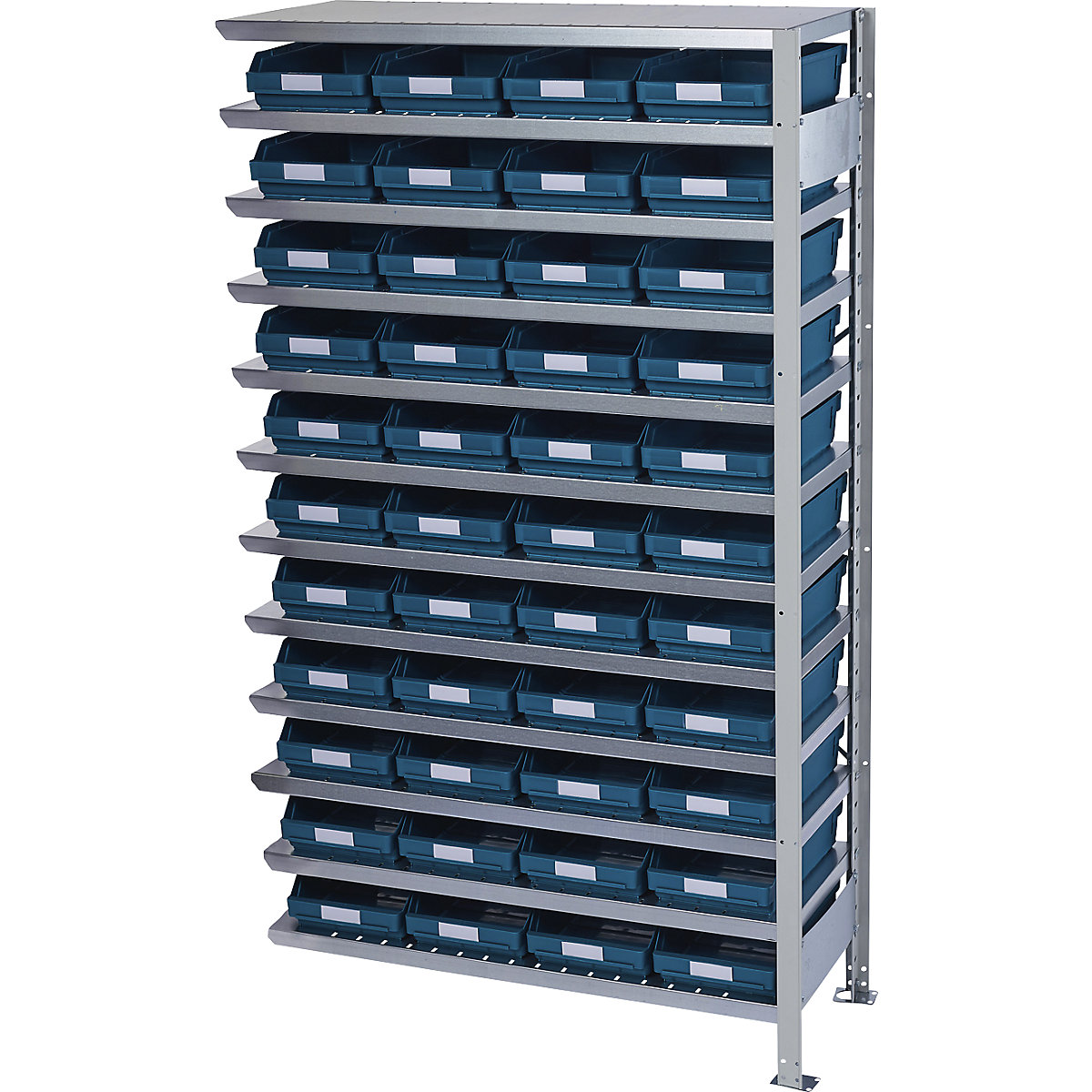 Boltless shelving unit with shelf bins – STEMO, shelf unit height 1790 mm, extension shelf unit, depth 500 mm, 44 green bins-36