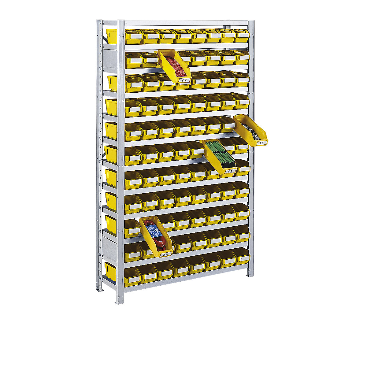 Boltless shelving unit with shelf bins – STEMO (Product illustration 4)-3