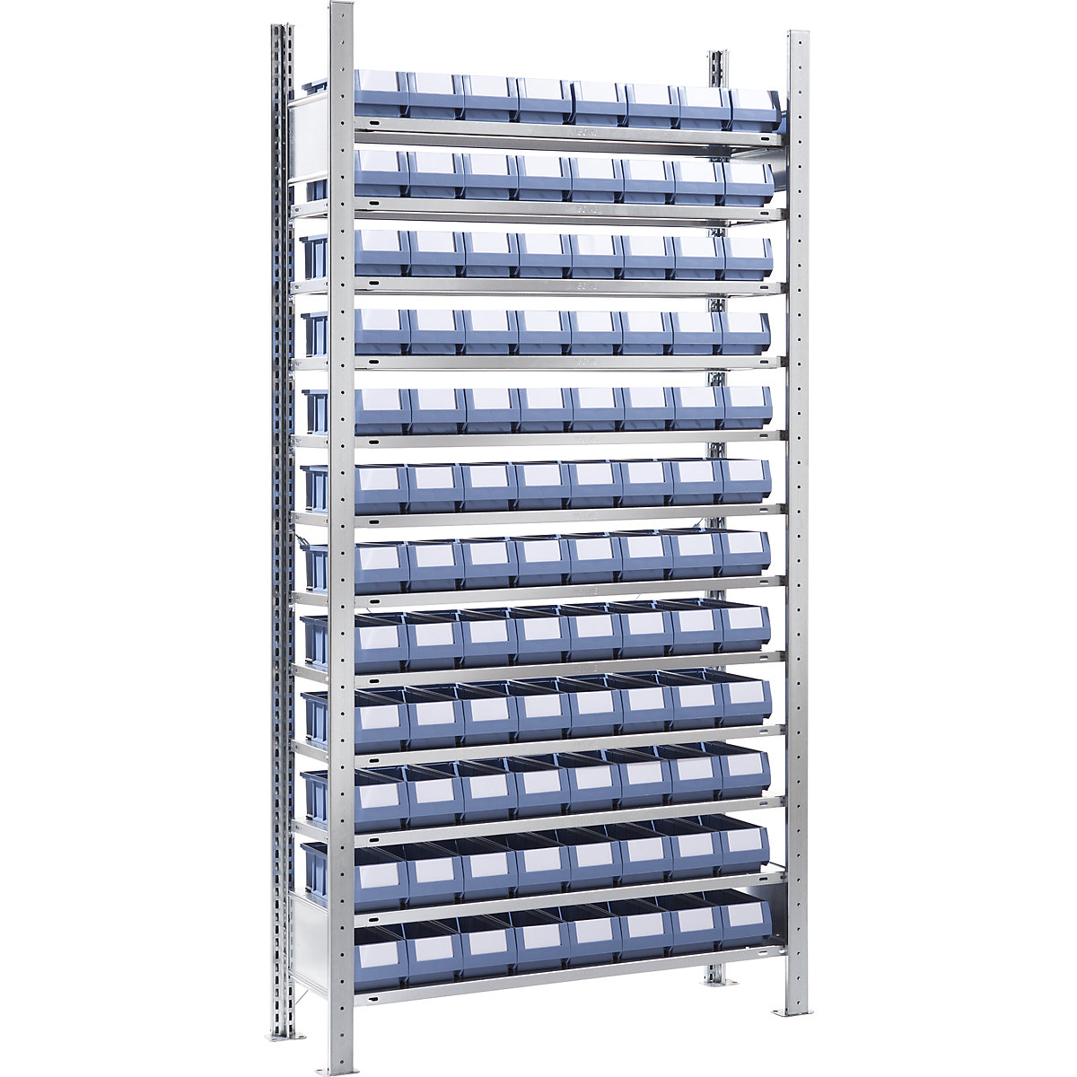 Boltless shelving unit with shelf bins – eurokraft pro, height 2000 mm, 96 bins, 12 shelves, depth 336 mm, extension shelf unit-10