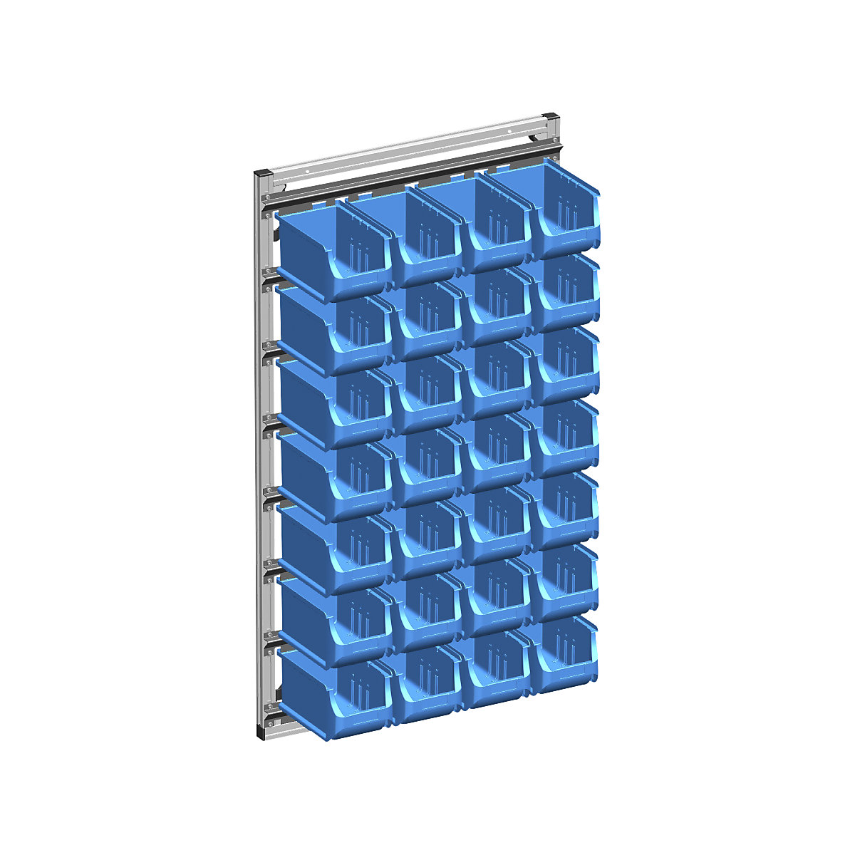 Wall shelf unit with open fronted storage bins