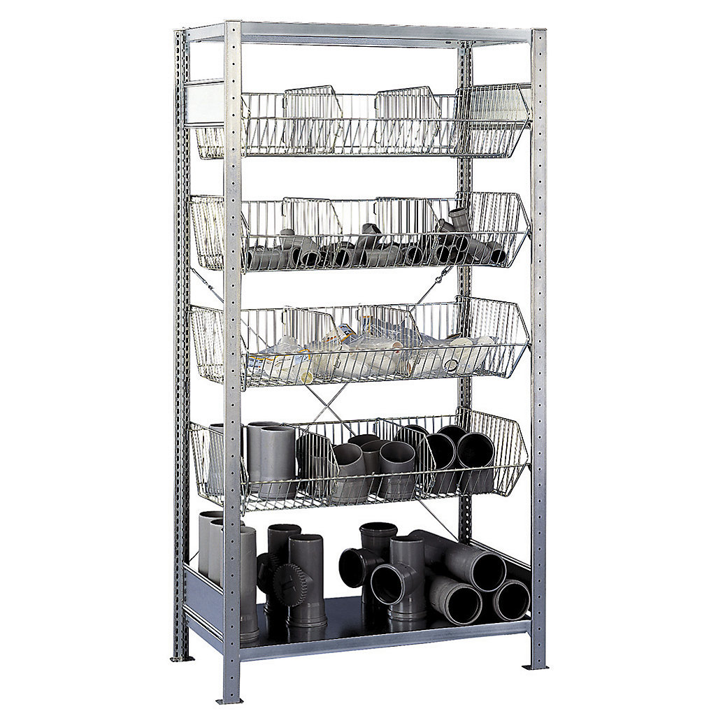 SCHULTE Wire mesh basket shelving unit, zinc plated WxD 1000 x 500