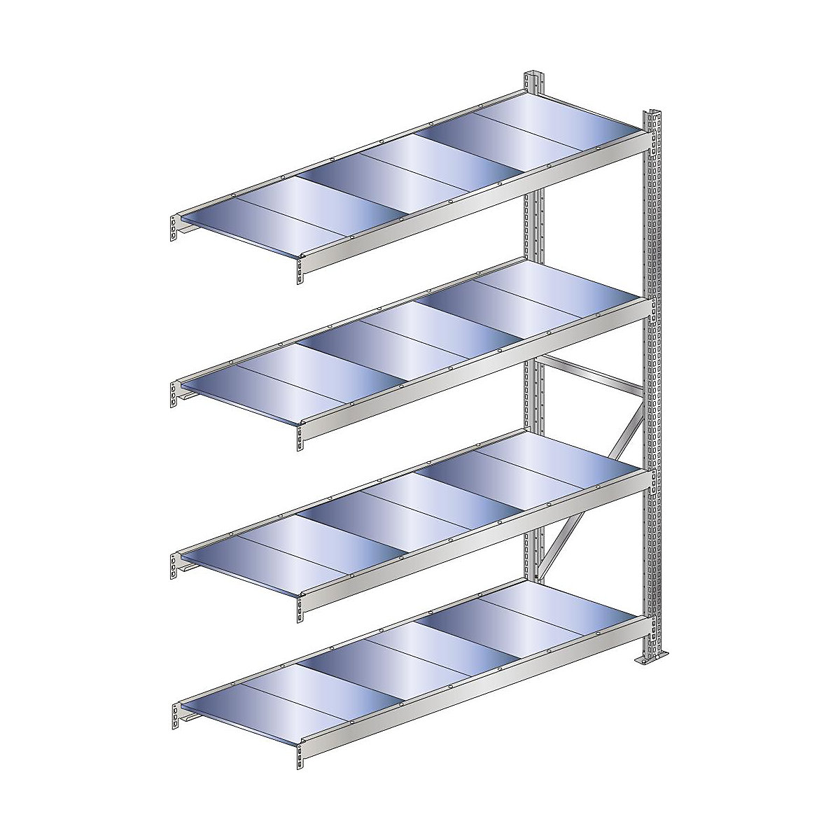 Wide span shelf unit, shelf load 500 kg – SCHULTE, shelf width 2000 mm, extension shelf unit, height 2500 mm, depth 500 mm