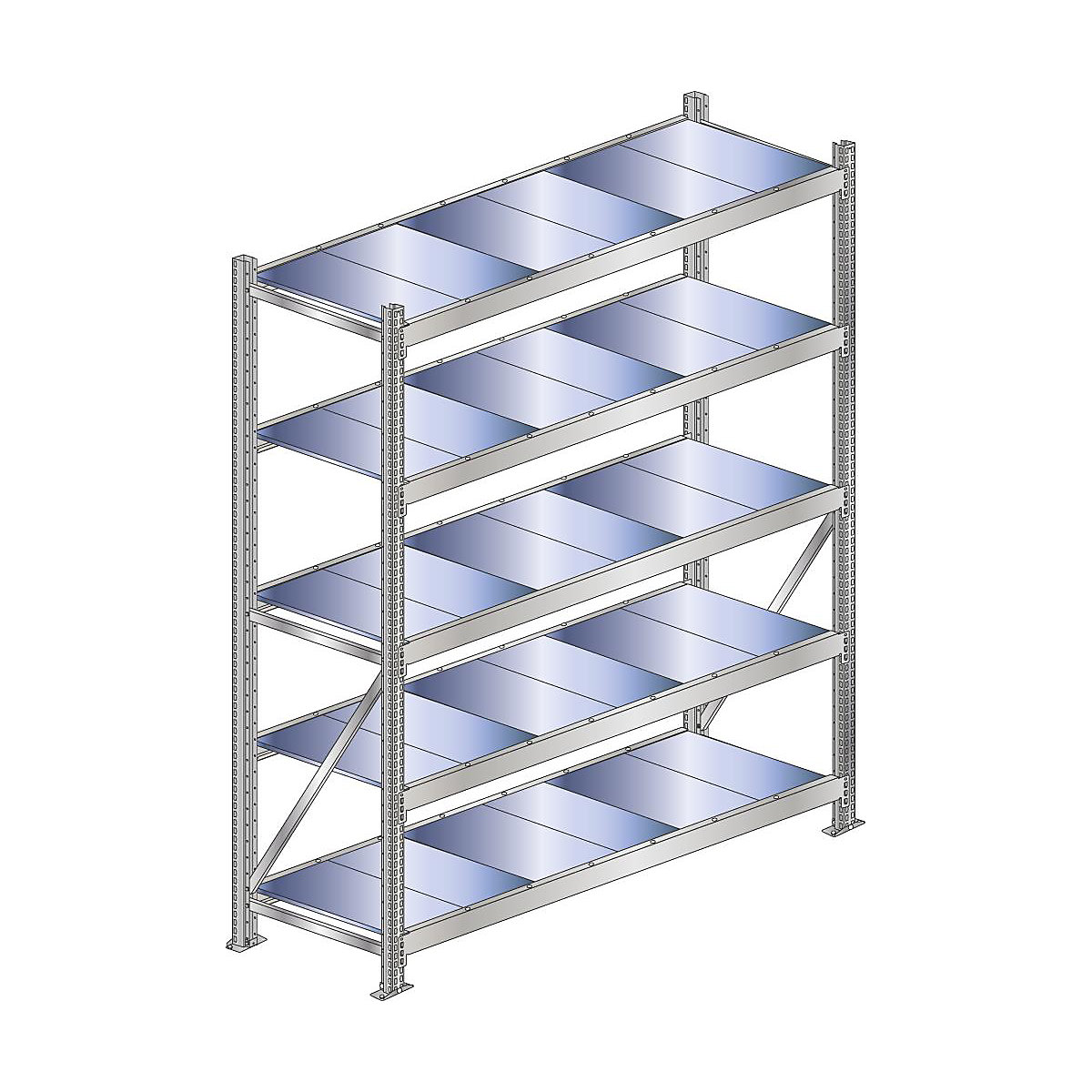 Wide span shelf unit, shelf load 500 kg – SCHULTE, shelf width 2250 mm, standard shelf unit, height 3000 mm, depth 500 mm